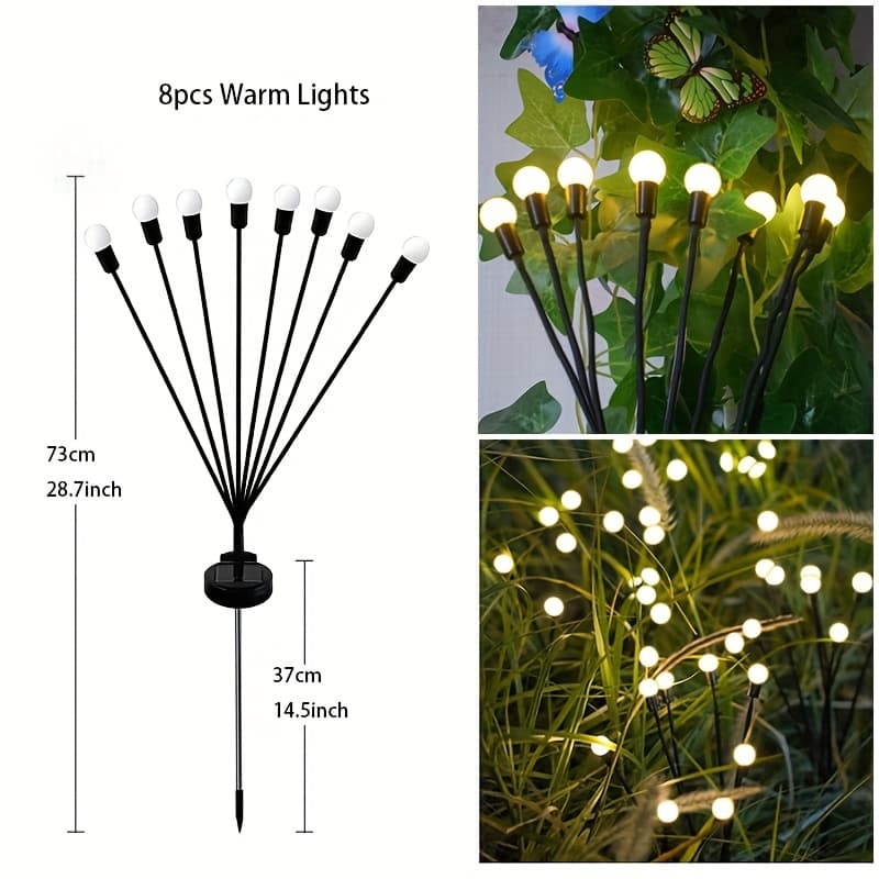 TEMU 8-pack Solar Lawn Firefly Lights, Each Bulb 8 Brightness, Ip65 - Add Led Firefly Garden Decorative Lights - Venue Ramadan Festival Decorative Lights