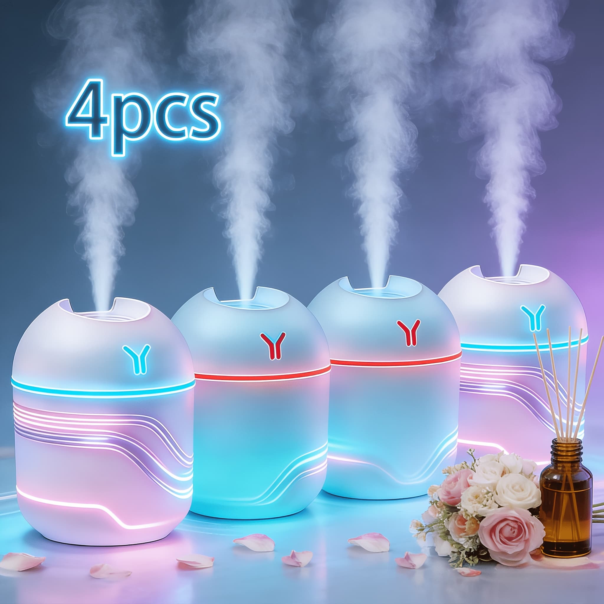 TEMU 4pcs Aromatherapy Humidifier, Quiet Fragrance Humidifier, You Improve , Skin, Usb Charging Cable, For Home, Office, And Car Use, Enjoy Moisturizing And , Multifunctional Humidifier, Best Gift