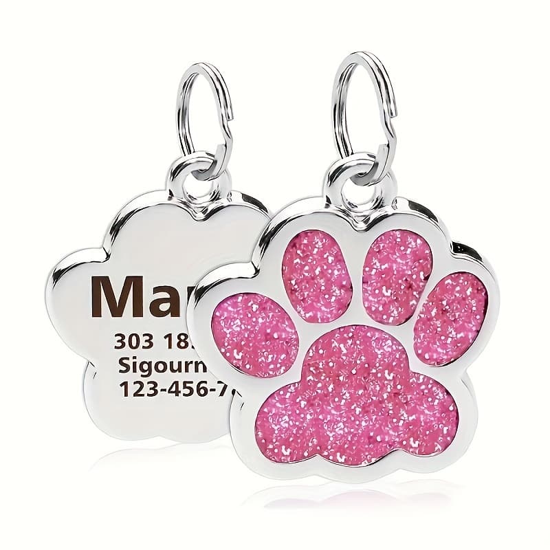 TEMU Customized Single Piece - Personalized Print Id Tag For Pets, Engraved With Name And Phone Number, Cat Paw Pendant Tag, Dog Collar Nameplate