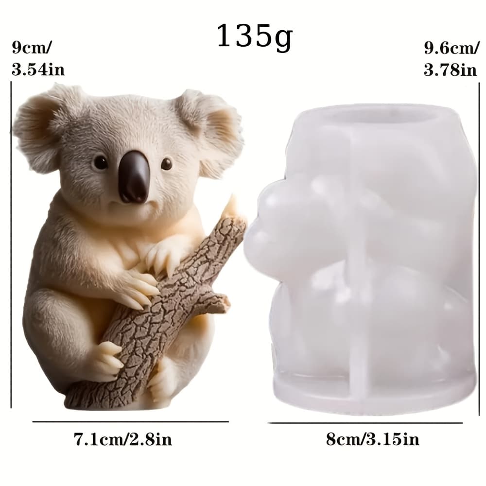 TEMU 1pc Resin Casting Mold 3d Koala Relief Cylinder Candle Silicone Mold Cylinder Cute Koala Resin Mold Furniture Decoration Gypsum Ornament