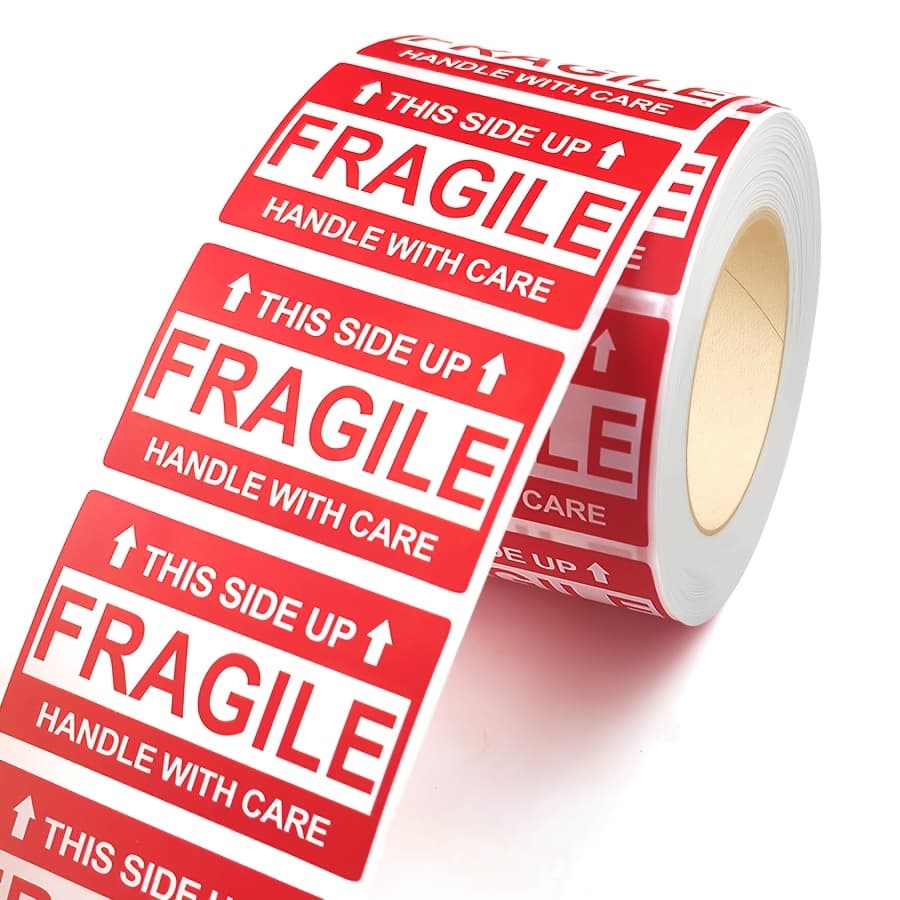 TEMU A Roll Of 500 Fragile Shipping Warning Labels, Featuring Stickers That Say ' / Handle With Care', Suitable For Cardboard Boxes, Packaging, And Parcel Shipping