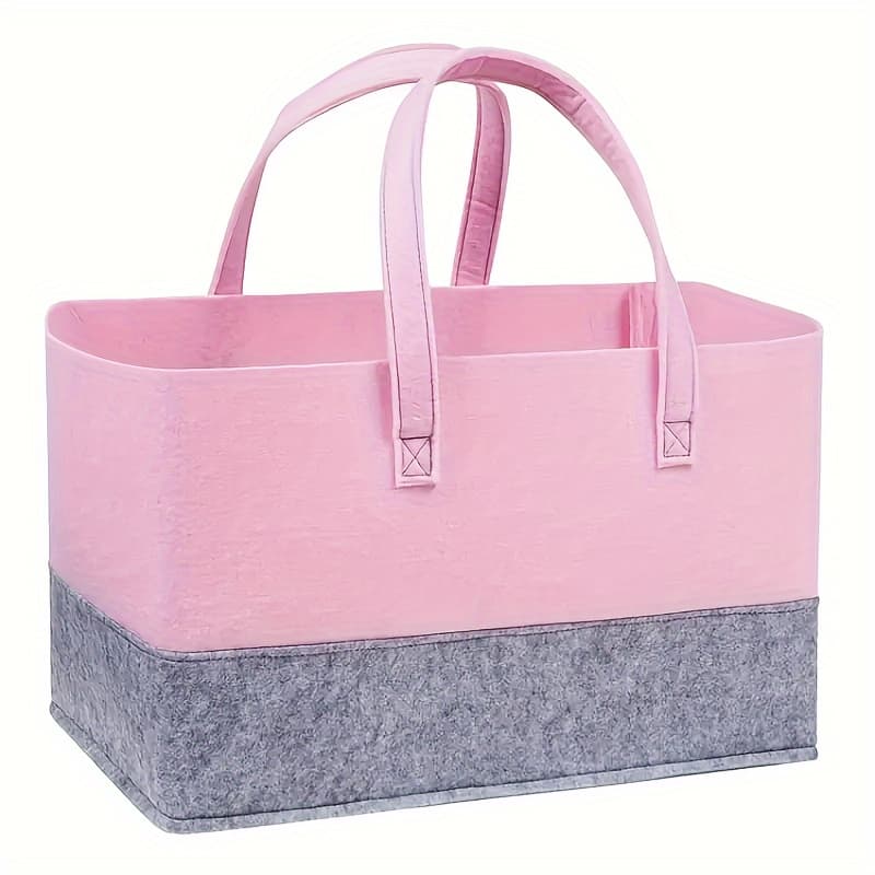 TEMU A New Style Felt Tote Bag, A Large-capacity Color- Shopping Bag, Foldable Handbag, Suitable For Storing And Organizing Books And Miscellaneous Items