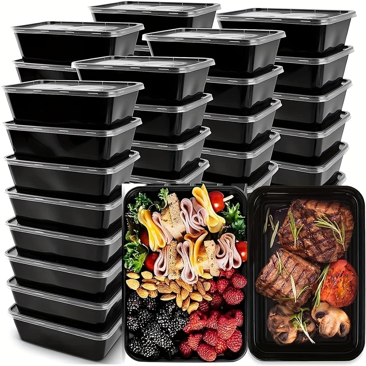 TEMU 28-ounce Meal Prep Box, Sturdy Food Storage Container With A Lid, Suitable For Single Use And Reuse, Stackable Plastic Bento Box