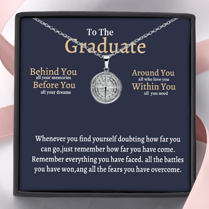 TEMU Compass Necklace Pendant Gift, Graduation Necklace, 2024 Graduation Gifts