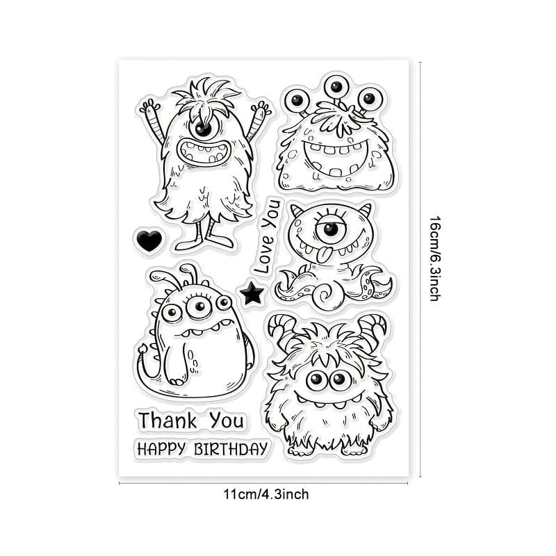 TEMU 1pc Monster Word Transparent Stamp For Card Making Diy Embossing Painting Tool Decoration Craft