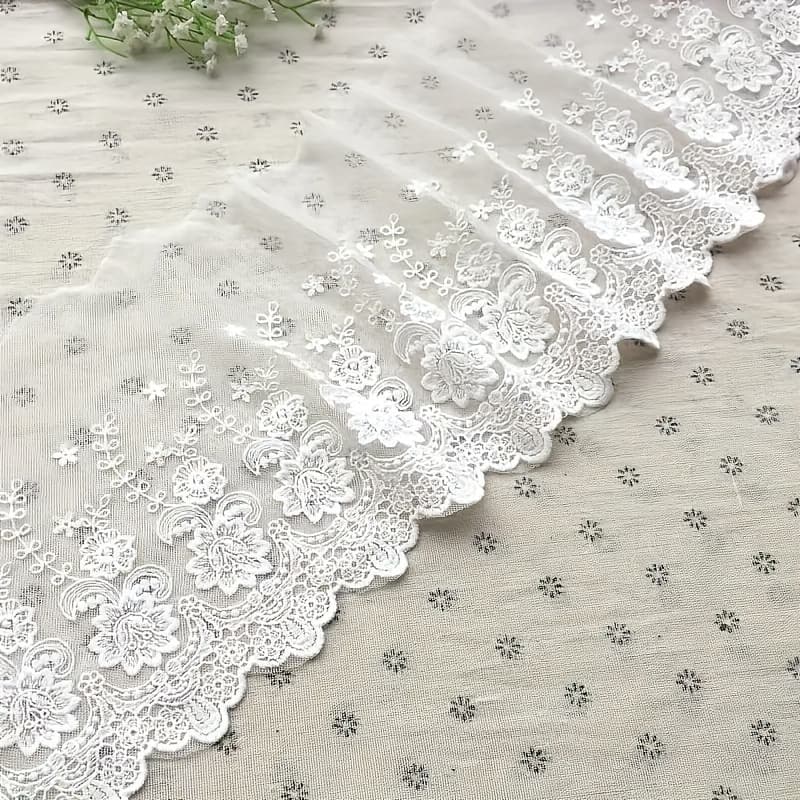 TEMU Wedding Applique Non-stretch Embroidered Lace Trim, Curtain Tablecloth Slipcover Bride Accessory