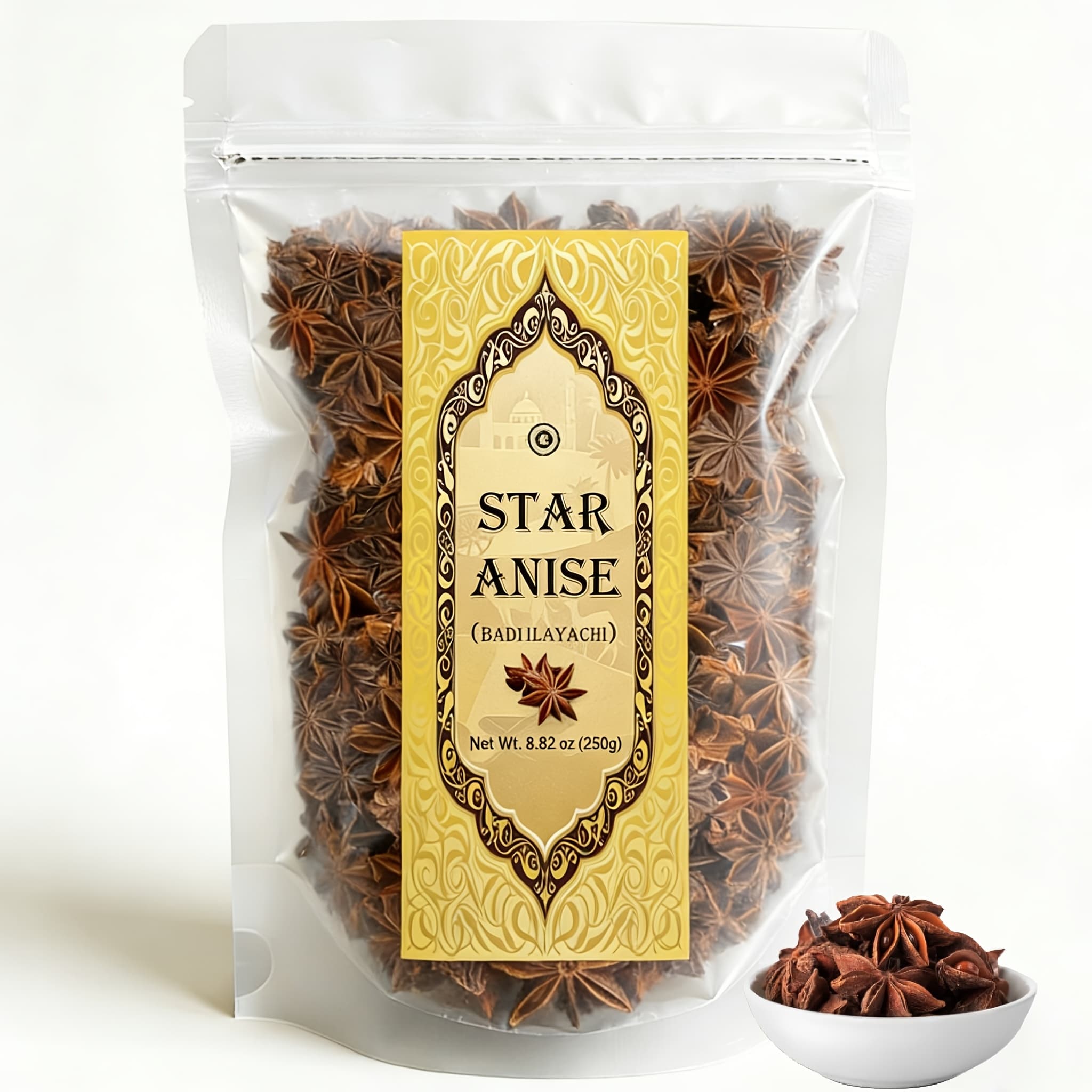 TEMU Whole Dried Star Anise Pods (8.82oz/250g) For Culinary Use, Including Cooking, Baking, And Tea Preparation, Essential For Chinese And Indian Dishes