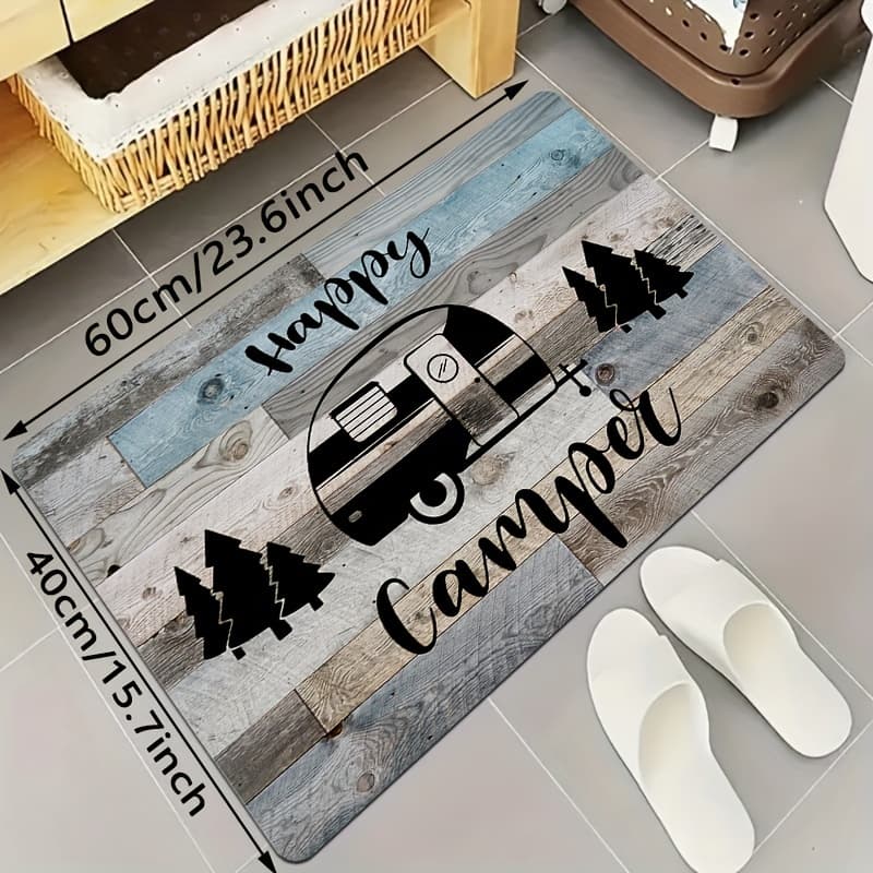 TEMU 1 Camping Car Series Wood Grain Background Floor Mat
