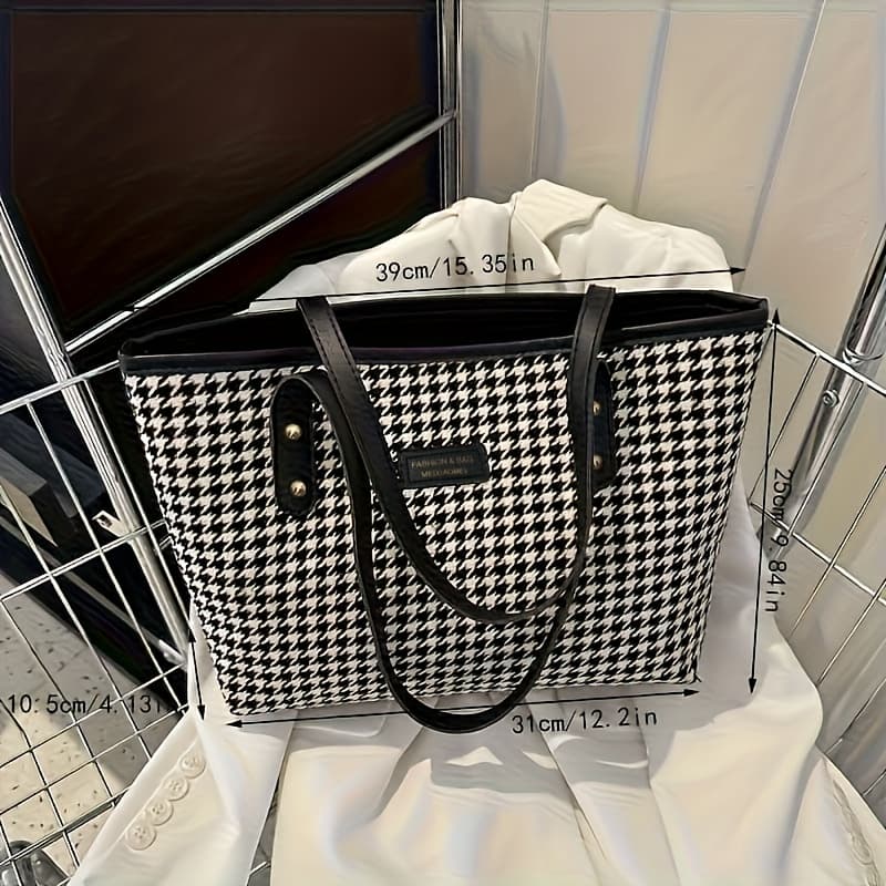 TEMU Retro Pattern Tote Bag, Large Capacity Shoulder Bag, Fashion Handbag For Work School Shopping