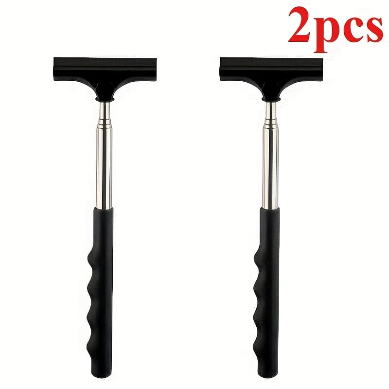 TEMU Set Of 2 Retractable Windshield Wipers And Glass Cleaners - Features An Extendable Telescopic Pole In (black, Pink, Blue), Suitable For Car And Motorcycle Windshields As Well As Rearview Mirrors