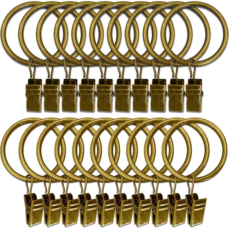 TEMU 20pcs Curtain Rings With Clips, Drapery Clips With Rings, Roman Loop Curtain Ring Clips, Roman Rod Accessories, Shower Curtain Clips, Hooks, Curtain Ring Hooks, Hardware Accessories