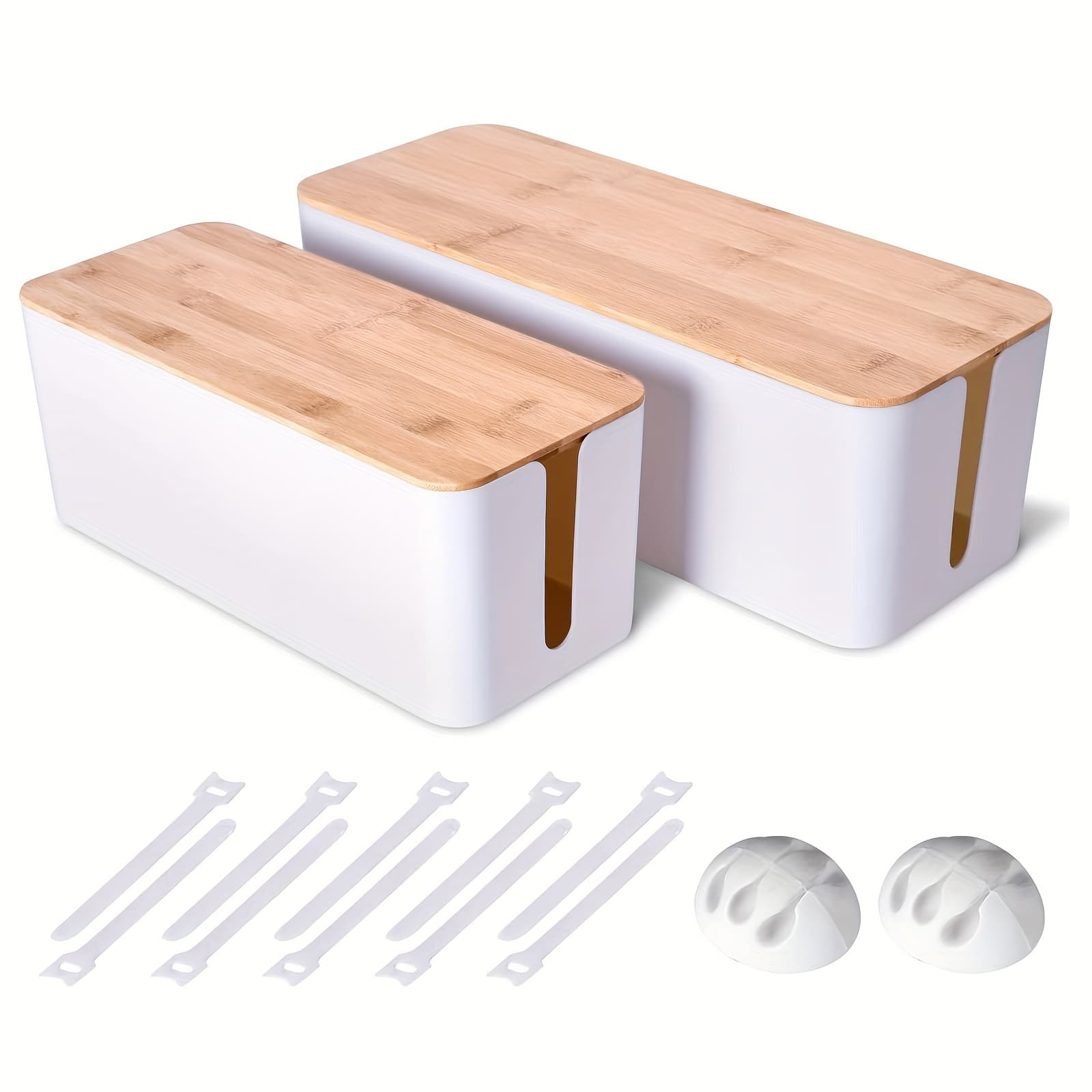 TEMU 2 Pack Cable Management Box, Cord Management Box And Cover For Tv Wires, Computer, Router, Usb And Under Desk Power Strip, Safe Abs Material