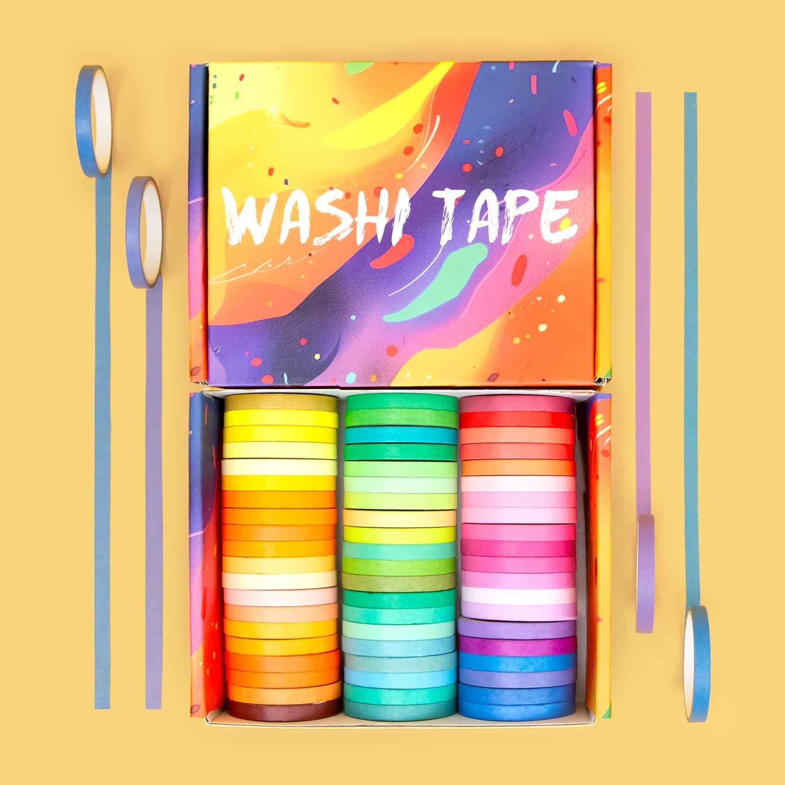 TEMU Washi Masking Tape Set 60 Rolls 5mm (0.2 Inch) Wide Decorative Craft Tape Collection For Crafts Gift Wrapping Planners