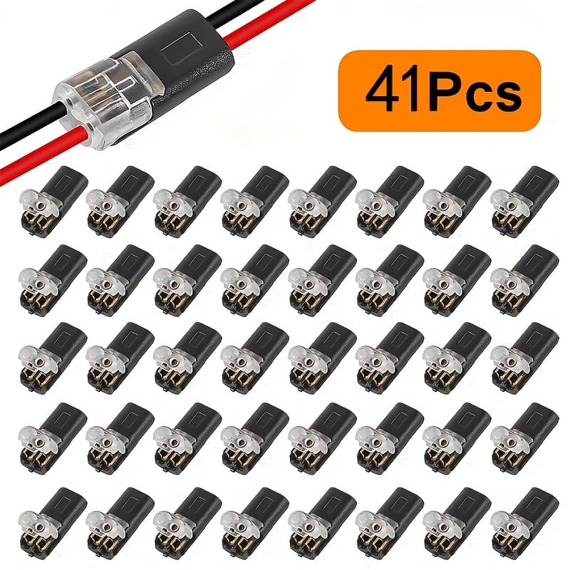 TEMU 41pcs Set Of Pluggable Led Wire Connectors, Featuring 2-pin, 2-channel Universal Compact Wire Terminals, Suitable For Awg 20-24, Eliminating The Need For Quick Splicing Wire Connectors