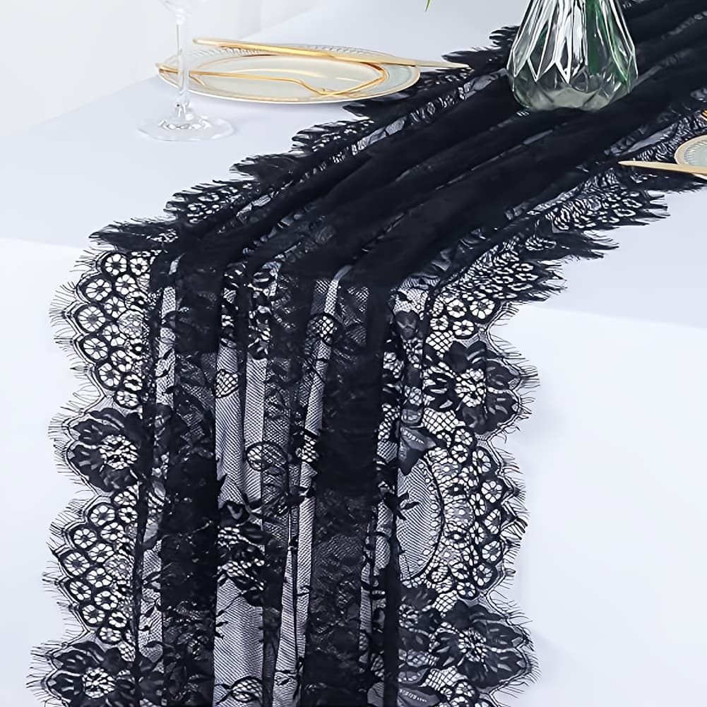 TEMU Elegant Bohemian Lace Table Runner - Handcrafted With Scalloped Edges - Ideal For Weddings, Engagements, And Celebrations - Versatile Home Decor Gift For Decor Enthusiasts, Wedding Decoration