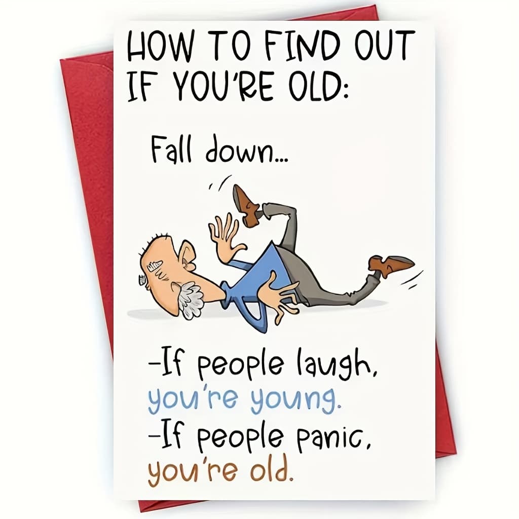 TEMU A Humorous Birthday Card With An Envelope, Featuring Age-related Jokes, Perfect For Grandfathers, Fathers, Husbands, - Designed With The Theme 'how To If ', An Birthday Card For Adults