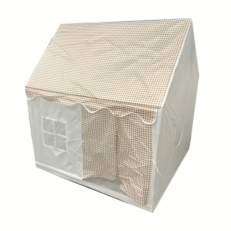 TEMU Khaki Check Kids Play Tent With Storage Bag, Large Play House For Indoor And Outdoor Use, Kids Play House, , Easy To Assemble, Lightweight Tent, Kids Hideout