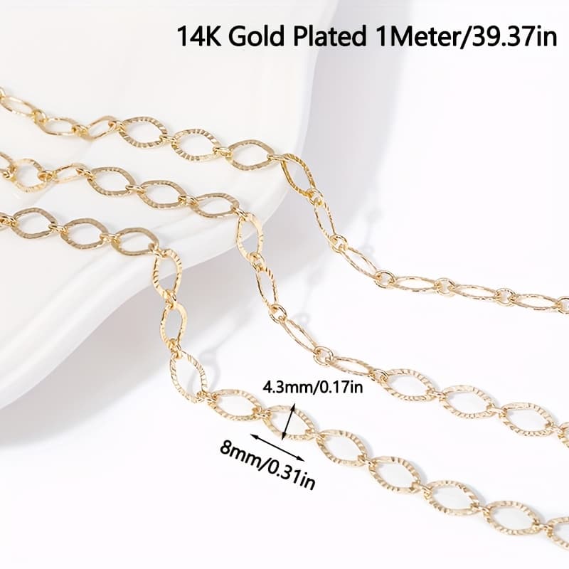 TEMU 14k Gold Plated Brass Multi Styles Metal Bulk Chains Wholesale High Quality Spool Chains For Making Supplies