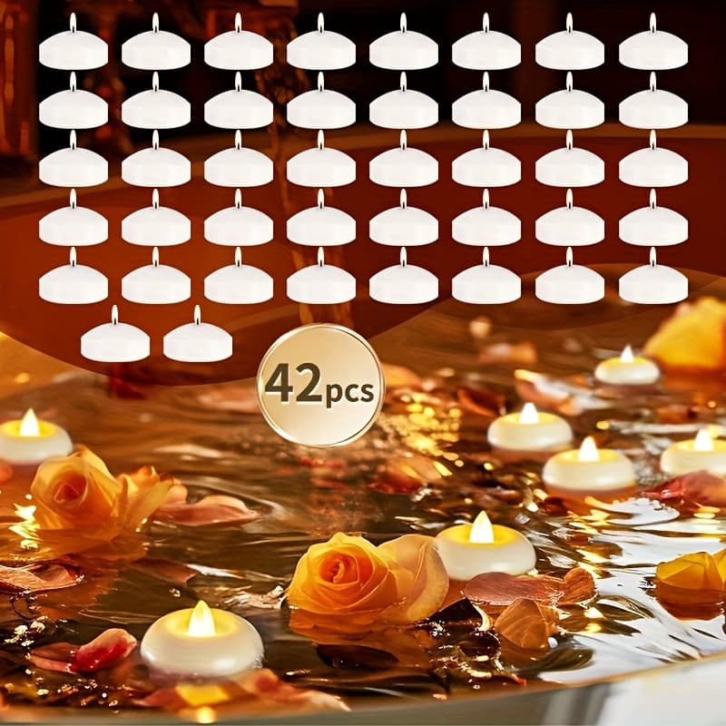 TEMU 42 White Floating Candle Sets Can Water, Non-toxic Smoke-free, For Holiday Decorations, Wedding Parties, Festivals And Other Religious Events To Make Your More Ceremonial