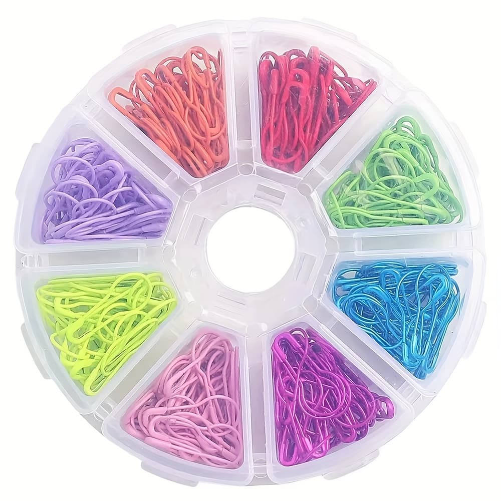 TEMU 320pcs Colorful Metal Knitting Pins Markers Pear Shape Safety Pins For Sewing Clothing Diy Craft With Storage Box