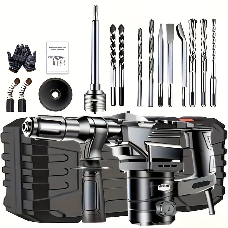 TEMU 1100w, 26m, 3 Drill Bits Three-purpose Multi-functional Heavy-duty Wall Removal Powder, Broken Mixed Mud, Soil Household Drill, Heavy Duty Hit Drill Power Tools