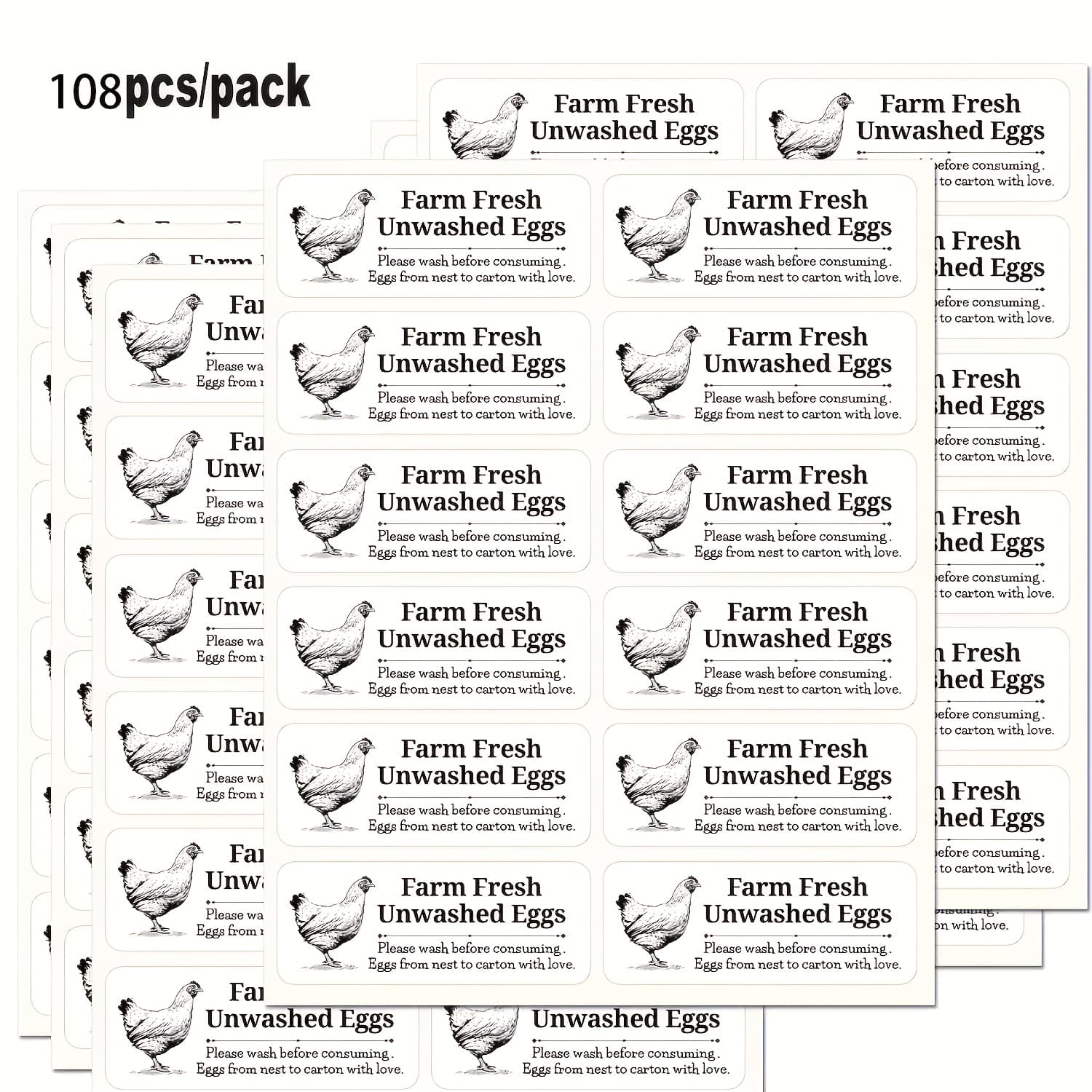 TEMU 108pcs/pack Egg Stickers, Eggs Label - Suitable For Farm Supplies Label Stickers