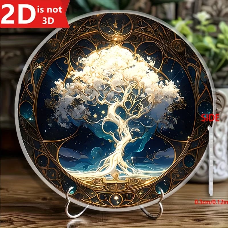 TEMU 2d Flat - [2d Flat] Round Logo Featuring A 2d Flat Tree Of Life Mandala Old Style, Designed For Art Deco Wall Decor Suitable For The Front Door, Porch, Living Room, Or Bedroom