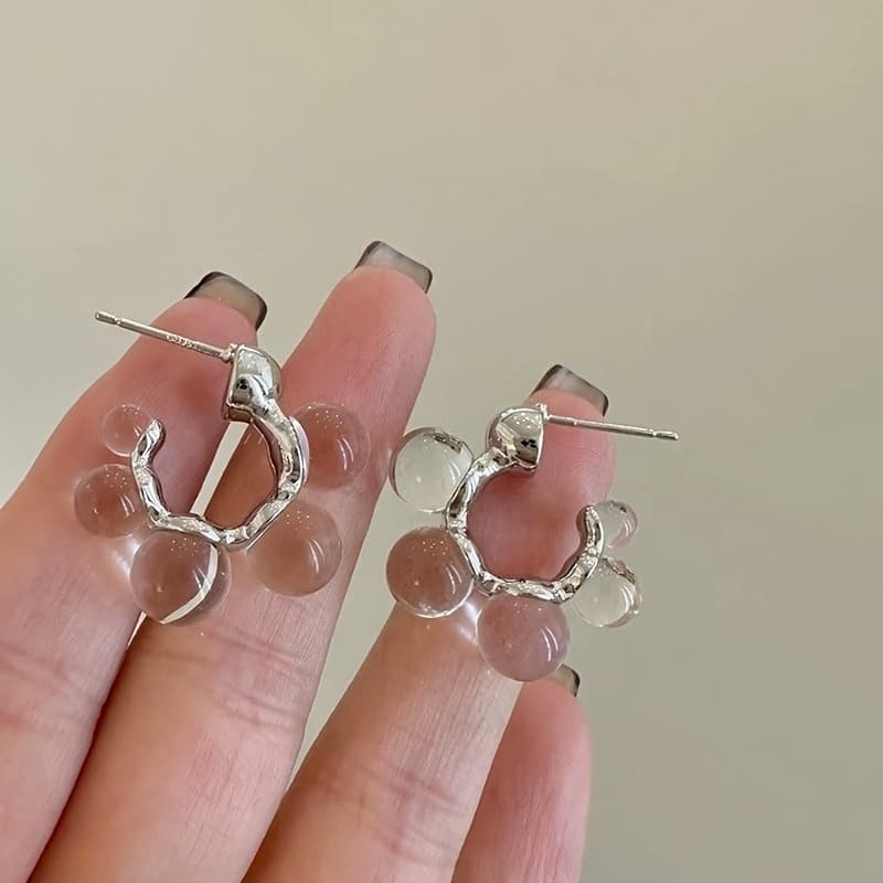 TEMU 1 Pair Women's Transparent Bead Earrings, , Uniquely Designed, Exquisite Retro Elegant Fashion, Suitable For Any Outfit, Casual Party, Back To School/, And Daily Wearing Gifts