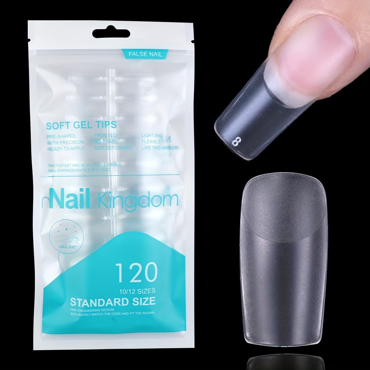 TEMU Nail Tips-soft Gel Full Cover Nails Clear Abs Tips Artificial False With Box