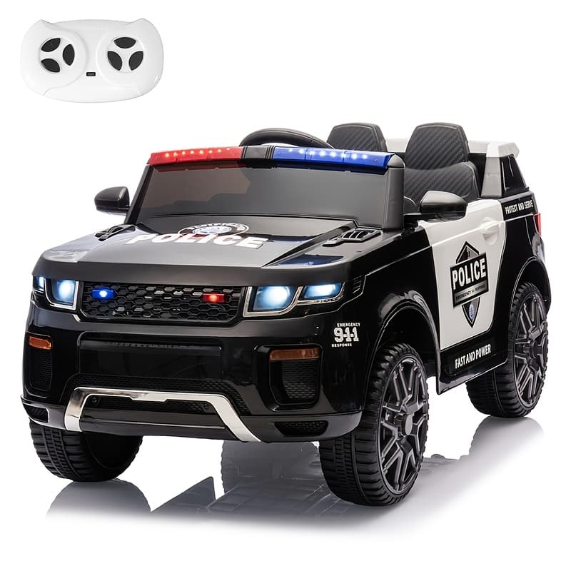TEMU 2-seater Kids Police Car With Parent Remote Control, Flashing Lights, Mp3 Player & Megaphone - 12v Battery-powered Electric Vehicle With & Suspension