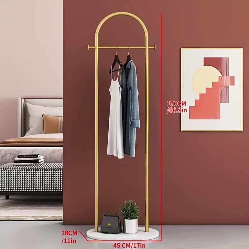 TEMU 1pc Clothing Rack Marble Base Metal Modern Coat Rack Stand Clothes Rack Stand For Bedroom Standing Garment Rack Heavy Duty Coat Hanger Rack Stand For Bag, Hat, Scarf, Jacket