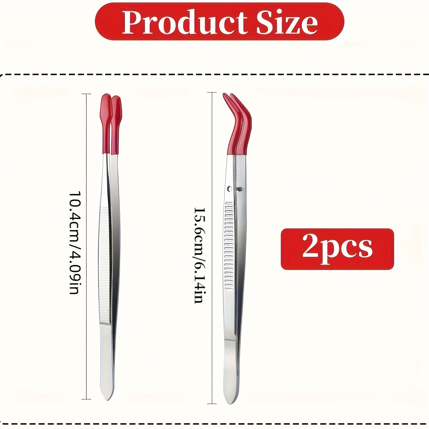 TEMU 2 Sets Of Stainless Steel Tweezers Of Different Sizes, Stamp Tweezers, Metal Sticker Tweezers With Soft Pvc Coating, , Elbow, Non-slip Angle Tweezers, Suitable For Stamp And Coin Holding Tools