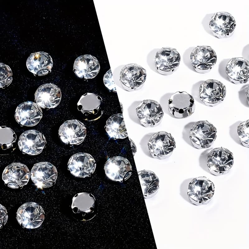 TEMU 3-10mm Shiny Flat-bottom Earring Claw Beads For Sewing On Rhinestones, Glass Crystals For Jewelry Crafting And Clothing