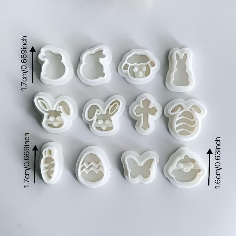 TEMU 12pcs Easter Polymer Clay Cutter Set | And | Jewelry Making Kits | Halloween | | Thanksgiving Day | For Earring Clay Cutter Making | Bohemian Style | Perfect For Handmade Earring Jewelry Making