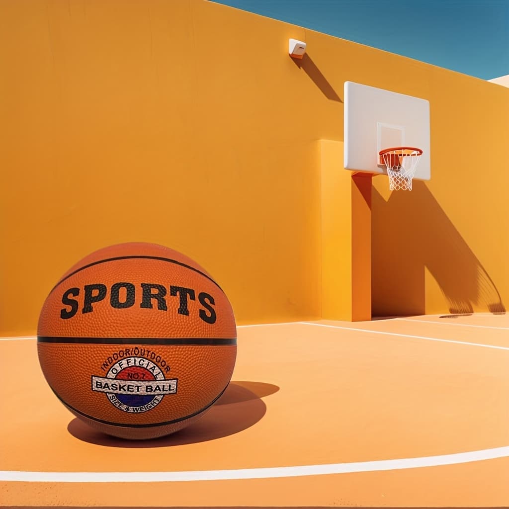TEMU Professional Size7 Basketball For Training And Competition - Durable Rubber, Suitable For Indoor And Outdoor Use, Brown.