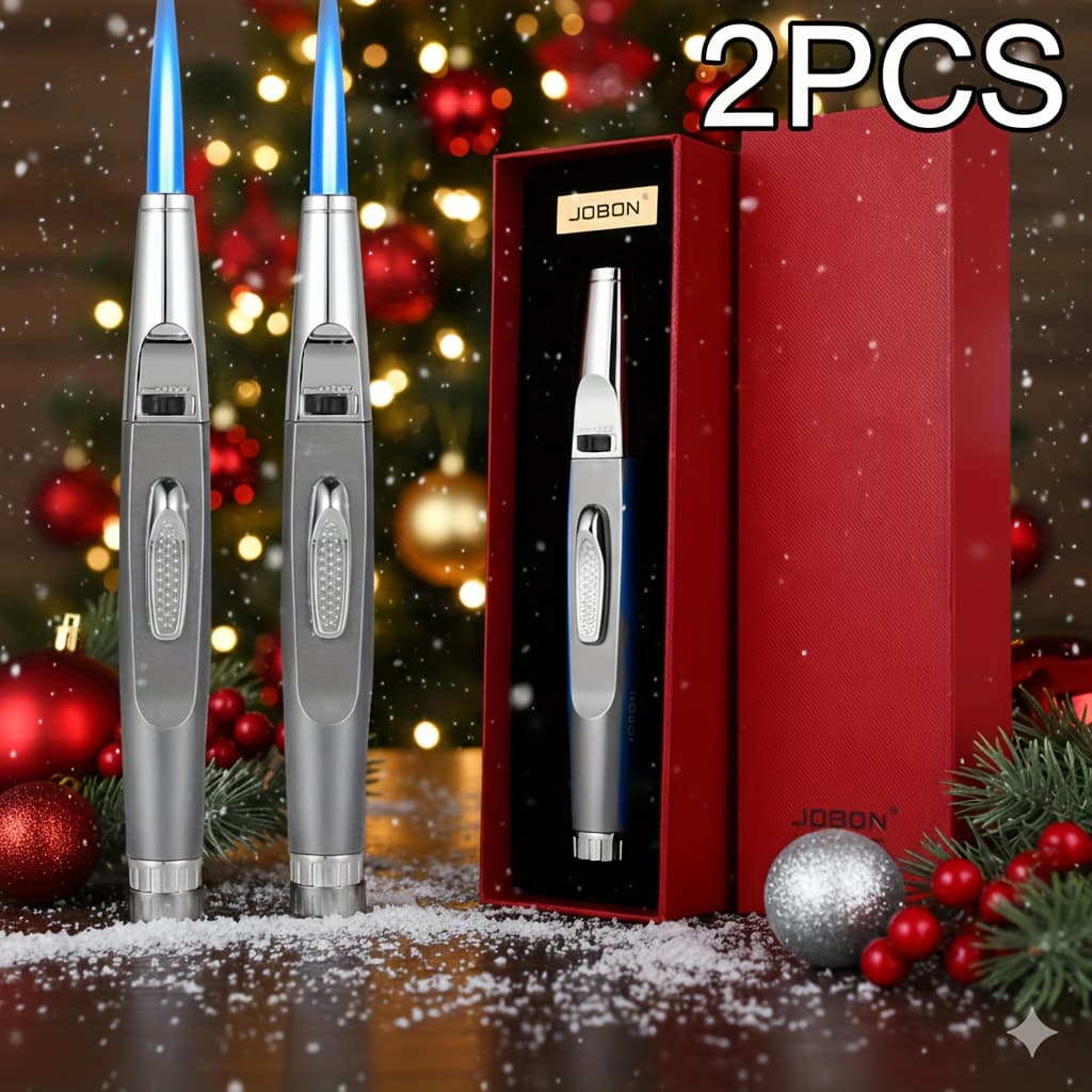 TEMU Jobon 1/2pcs With Exquisite Gift Box, Blowtorch, Blue Windproof Flame For Bbq, Candles, Outdoor Camping, Premium Gift Item, Butane Gas Not Included