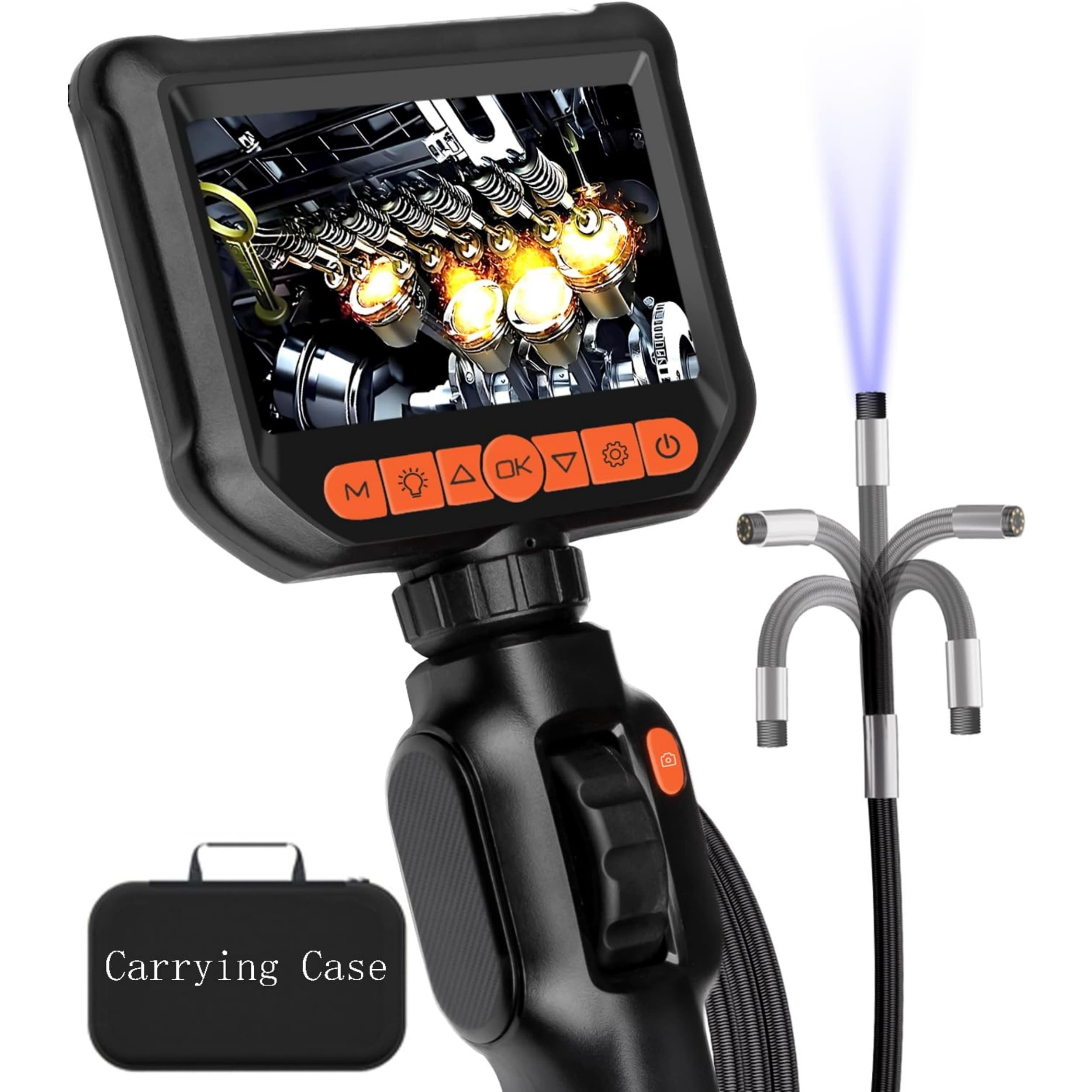 TEMU Articulating Borescope With 32gb Storage Card, Industrial Endoscope With 0.33in Articulated Camera, Ipx7 Waterproof Endoscope Camera With Light For Automotive Aircraft Mechanics- 3.3ft