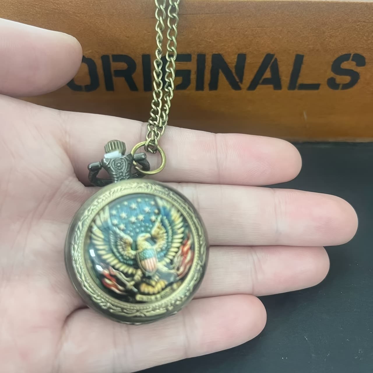 TEMU Vintage Design Quartz Pocket Watch | Round Alloy Case, Non-waterproof, World-time Feature, Electronic Drive, Pointer Display - Antique Style Wristwatch