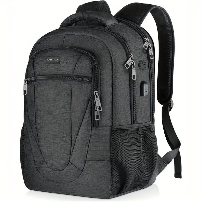 TEMU Travel Laptop Backpack 15.6 Inch, Usb Charging Port, Anti Theft Business Slim, Durable Rucksack College School, Computer Bag Gift Teen Boy Girl Adult, Work , Carry On Luggage|black