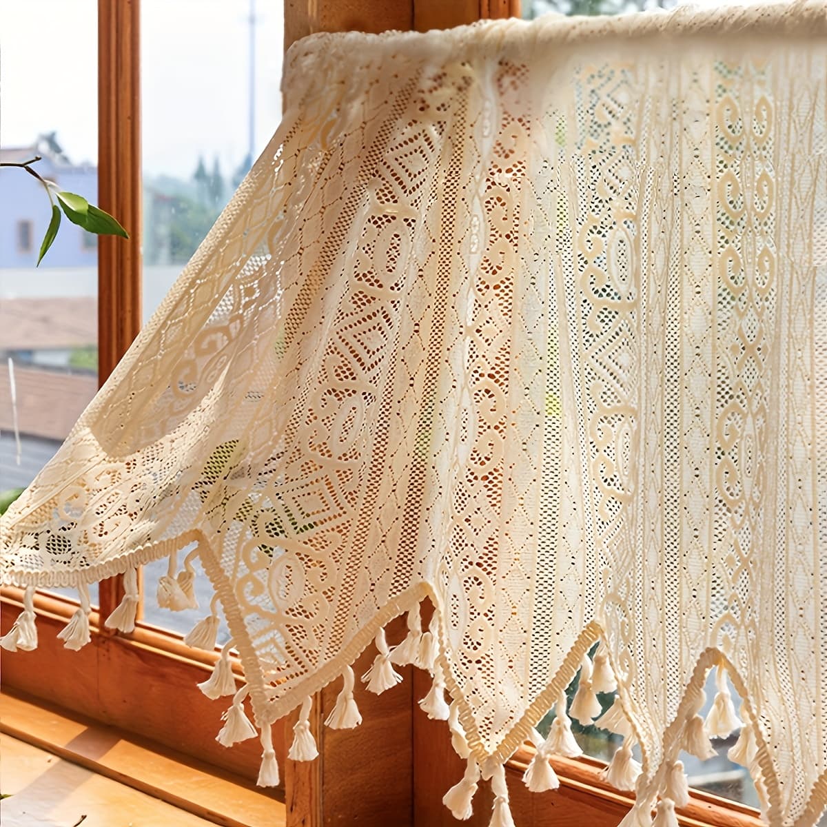 TEMU 1pc Bohemian Lace Curtain, Suitable For Occasions