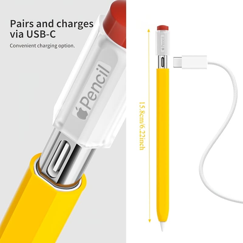 TEMU Third-generation Silicone Protective Case, Suitable For Pencil Usb-c Protective Cover, And Protection, Magnetic Charging , Yellow, Promotes And Nostalgia