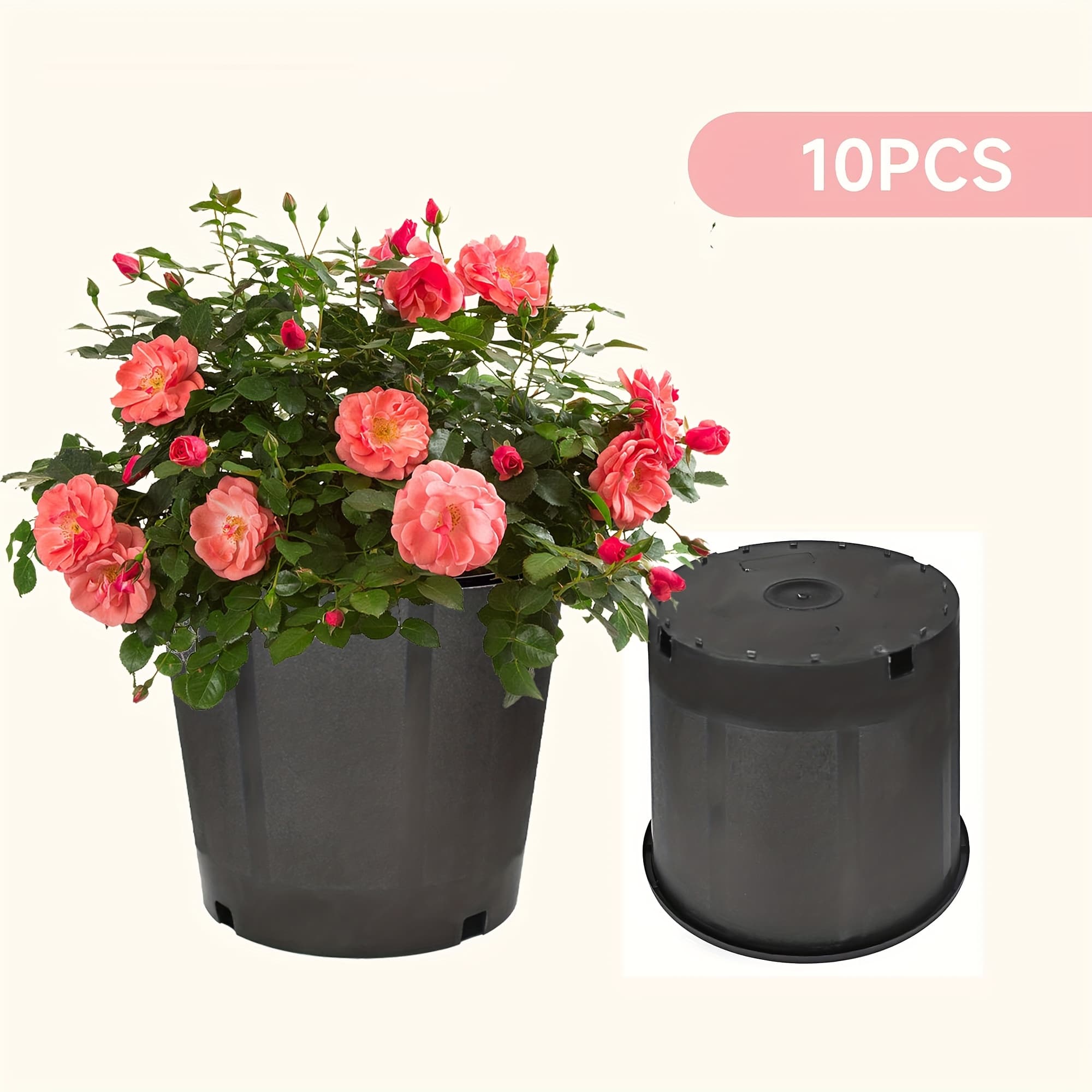 TEMU Plant Plastic Flowerpot, Horticultural Flowerpot, Field Planting Pot, Suitable For Seed Planting, Plant Cutting, Succulent 10pcs 3-gallon Black Short Laundry Hampers, Laundry Hampers