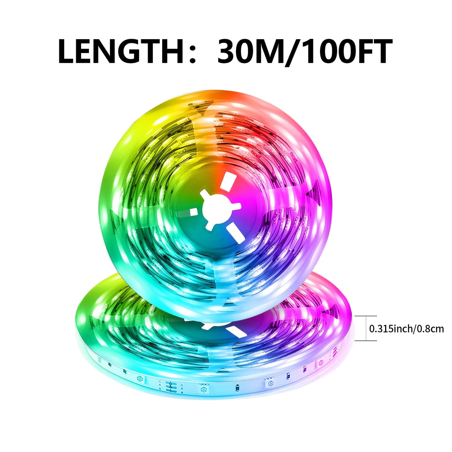 TEMU 100ft 30m Led Smart Light Strips (2 Rolls Of 15m) With App Control Remote, Rgb Led Lights 24v For Bedroom, Home, Decoration Music Sync Color Changing Lights For Room Party Birthday Party