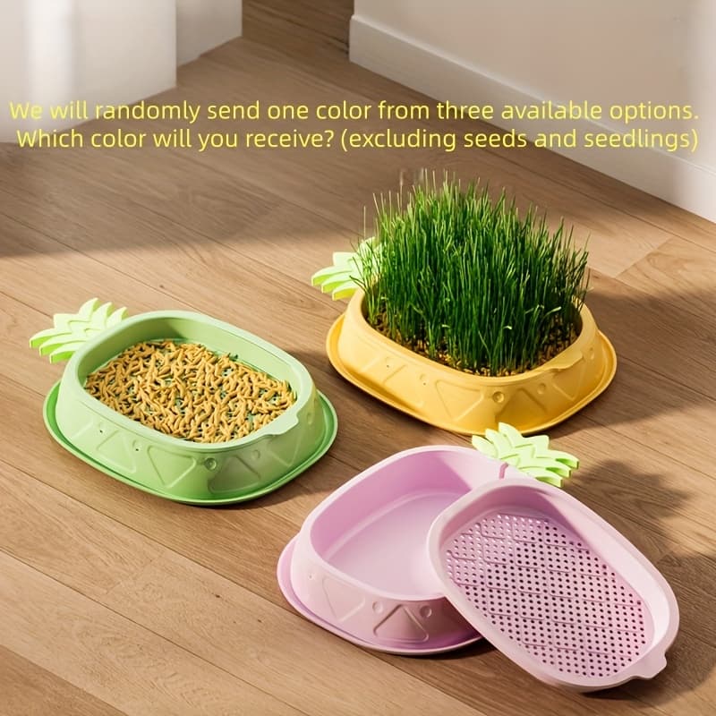 TEMU 1pc Detachable Cat Grass Planter, Random Color, Two-layer Hydroponic Planter For Cat Grass Seeds, Indoor Soilless Planting Box For Improving (seeds Not Included, Planting Tray )
