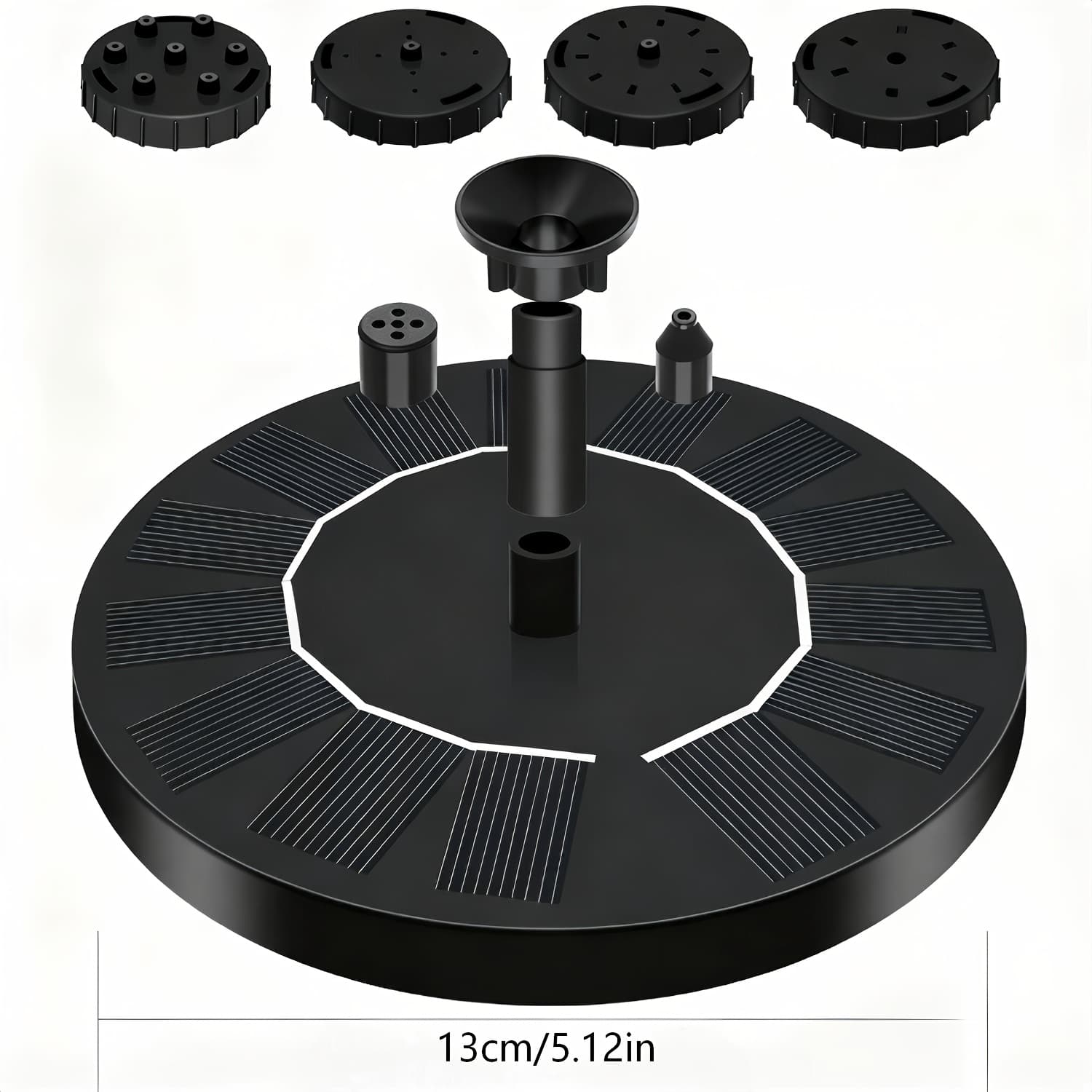 TEMU 2.5w Solar Bird Bath Fountain Pump, Ipx8 Solar Fountain Pump For Bird Bath With 6 Nozzles, 6.3" Solar Powered Water Fountain Pump For Garden, , Pool, Fish Tank, Aquarium And Outdoor