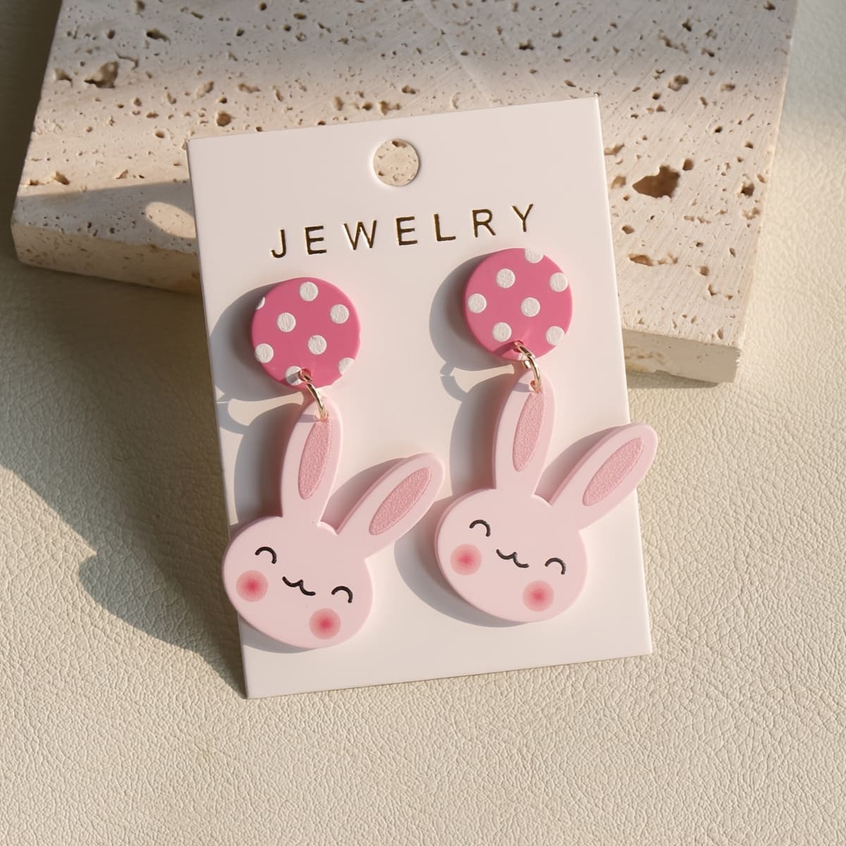 TEMU A Pair Of Drop Earrings For Women Featuring Cute And Elegant Pink Easter Bunny Acrylic Design, Everyday Wear, Parties, Vacations, And Holiday Gifts.