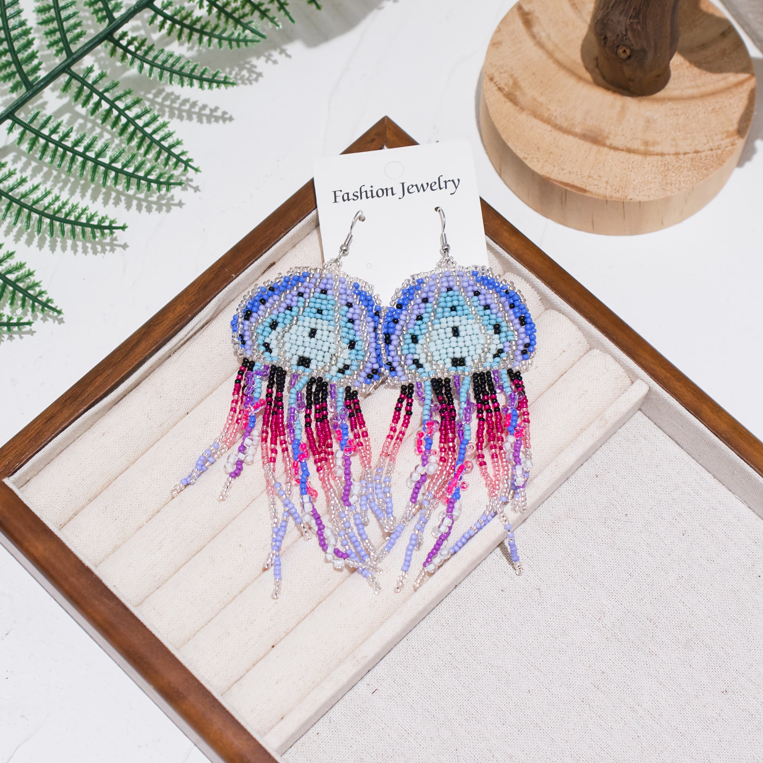 TEMU 2pcs Bohemian Style Jellyfish Beach Vintage Dangle Earrings With Rice Beads