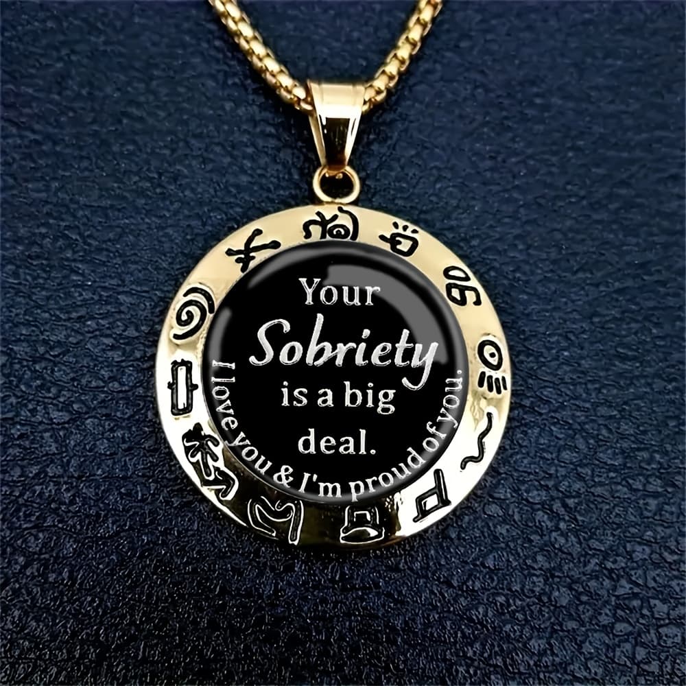 TEMU A Golden Circular Pendant Necklace With A Mysterious Symbol Decoration Suitable For Everyday Wear And As A Gift