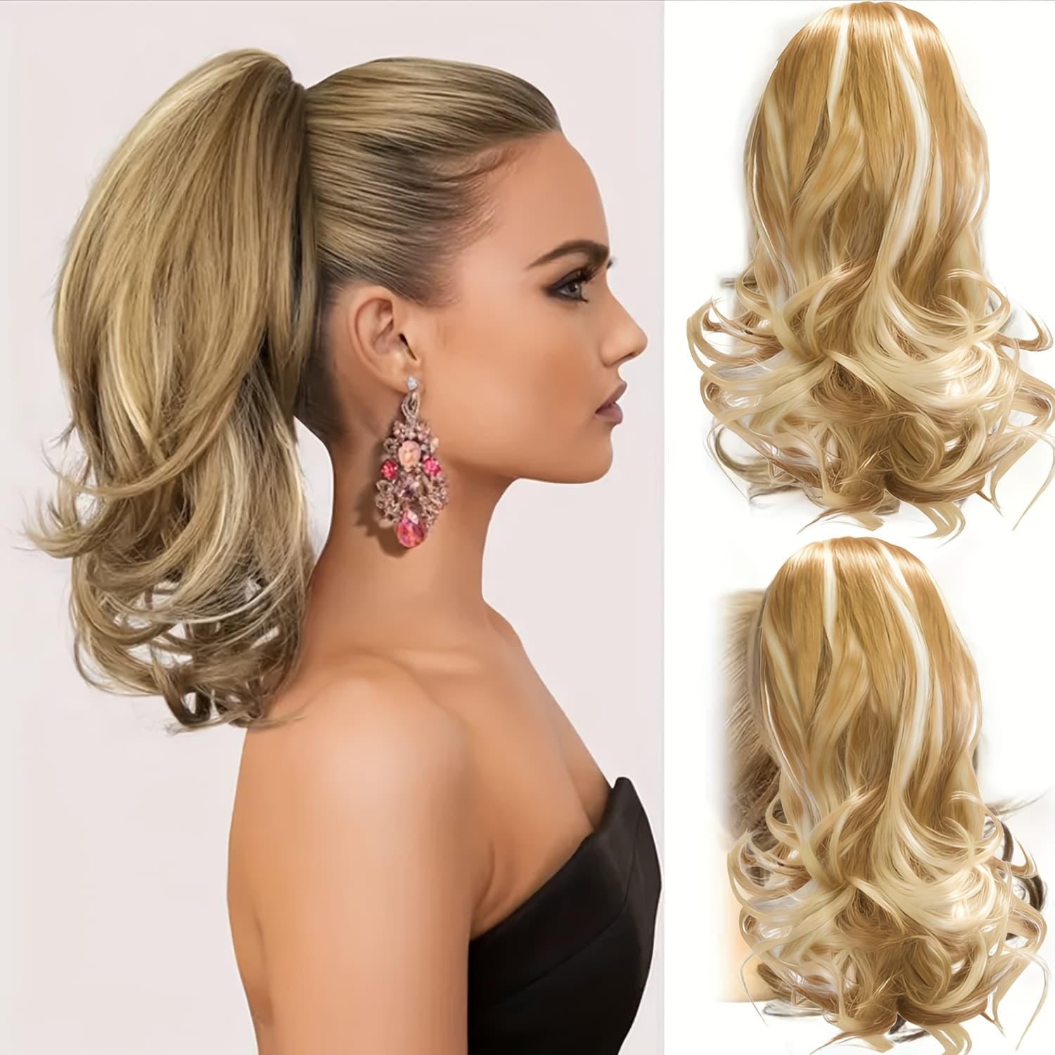 TEMU 30.35cm/12 Inch Claw Clip Ponytail Extensions, Medium-length Fish Tail Perm Heat-resistant Synthetic Hairpiece, Fluffy Christmas Ponytail, Perfect For Women & Daily Wear & Party