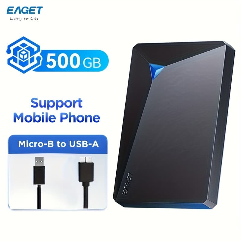 TEMU Eaget 500gb Large Storage Portable External Hard Drive, Usb 3. 0 Mechanical Hard Drive For Pc Laptop Ps4 Storage Expansion Backup
